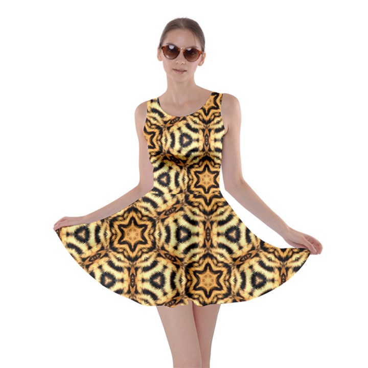 Faux Animal Print Pattern Skater Dresses