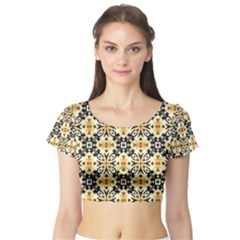 Faux Animal Print Pattern Short Sleeve Crop Top by GardenOfOphir