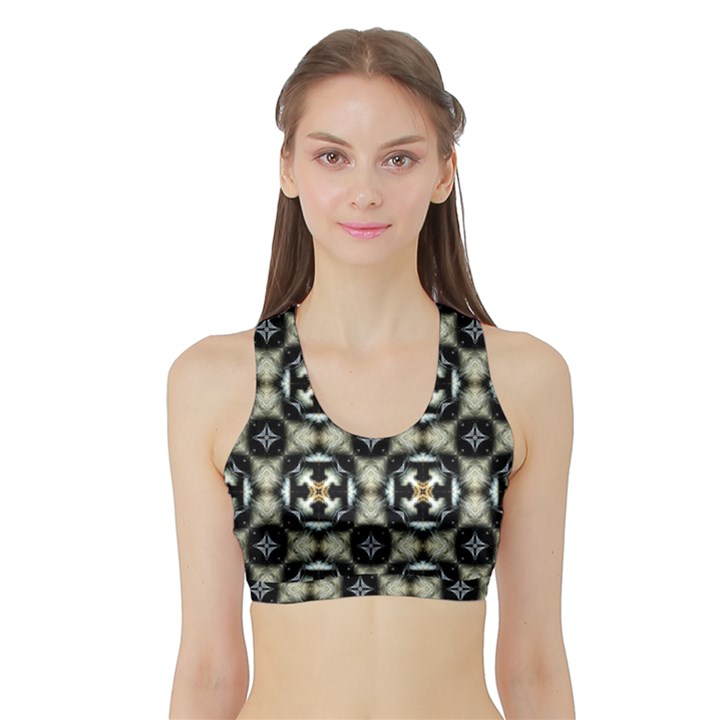 Faux Animal Print Pattern Women s Sports Bra with Border