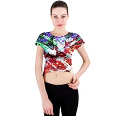 Officially Sexy Floating Hearts Collection Red Crew Neck Crop Top by OfficiallySexy