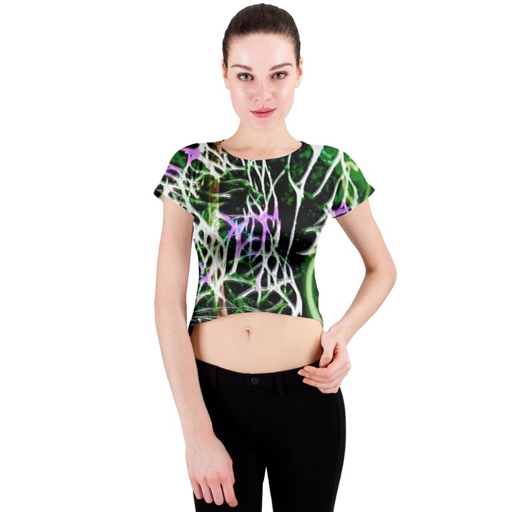 Officially Sexy Panther Collection Green Crew Neck Crop Top