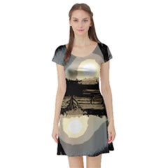 Sunrise Over The Plains Short Sleeve Skater Dresses