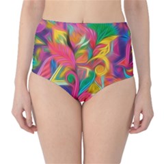 Colorful Floral Abstract Painting High-waist Bikini Bottoms by KirstenStar