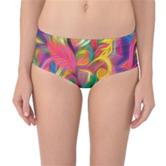 Colorful Floral Abstract Painting Mid-waist Bikini Bottoms