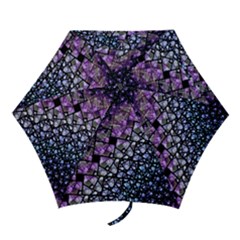 Dusk Blue And Purple Fractal Mini Folding Umbrella by KirstenStar