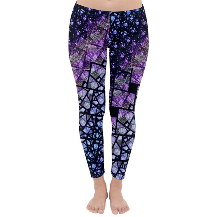 Dusk Blue and Purple Fractal Winter Leggings 