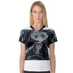 Owl Dark Women s V-neck Sport Mesh Tee