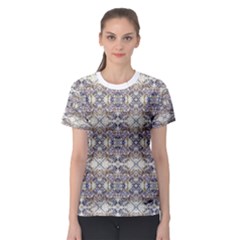 Modern Oriental Geometric Floral Print Women s Sport Mesh Tee