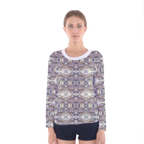 Modern Oriental Geometric Floral Print Women s Long Sleeve T-shirt by dflcprints