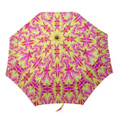 Pink And Yellow Rave Pattern Folding Umbrellas