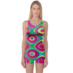 Psychedelic Checker Board Women s Boyleg One Piece Swimsuits