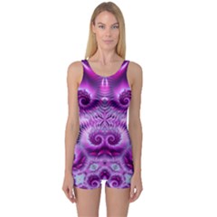 Purple Ecstasy Fractal Artwork Women s Boyleg One Piece Swimsuits