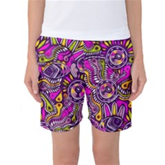 Purple Tribal Abstract Fish Women s Basketball Shorts by KirstenStar