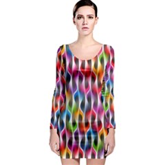 Rainbow Psychedelic Waves  Long Sleeve Bodycon Dresses by KirstenStar