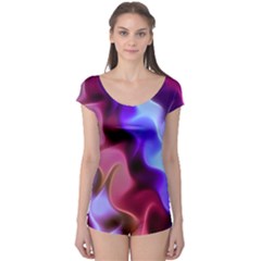 Rippling Satin Short Sleeve Leotard