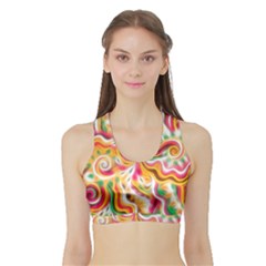 Sunshine Swirls Women s Sports Bra With Border by KirstenStar