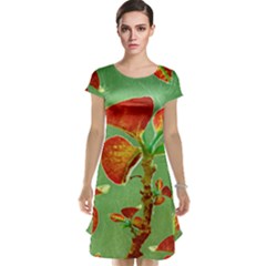 Tropical Floral Print Cap Sleeve Nightdress by dflcprints