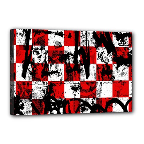 Emo Checker Graffiti Canvas 18  X 12  by ArtistRoseanneJones