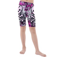 Pink Skull Splatter Kid s Swimwear