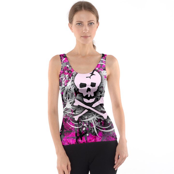 Pink Skull Splatter Tank Tops