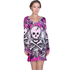 Pink Skull Splatter Long Sleeve Nightdresses