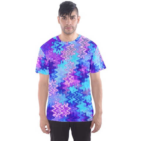 Blue And Purple Marble Waves Men s Sport Mesh Tees by KirstenStar