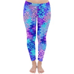 Blue And Purple Marble Waves Winter Leggings by KirstenStar