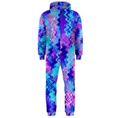 Blue And Purple Marble Waves Hooded Jumpsuit (men) 