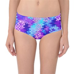 Blue And Purple Marble Waves Mid-waist Bikini Bottoms by KirstenStar