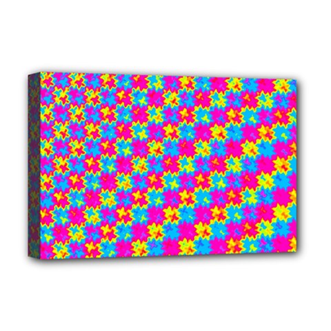 Crazy Yellow And Pink Pattern Deluxe Canvas 18  X 12  