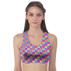 Crazy Yellow And Pink Pattern Sports Bra