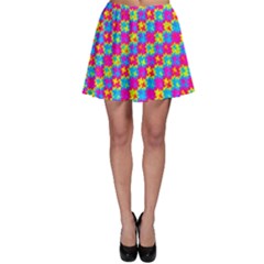 Crazy Yellow And Pink Pattern Skater Skirts