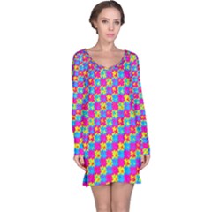 Crazy Yellow And Pink Pattern Long Sleeve Nightdresses by KirstenStar