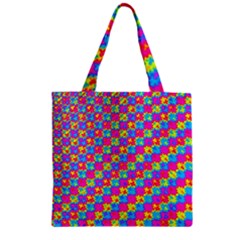 Crazy Yellow And Pink Pattern Zipper Grocery Tote Bags