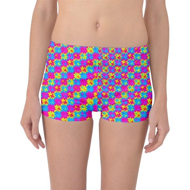 Crazy Yellow and Pink Pattern Boyleg Bikini Bottoms