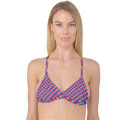 Crazy Yellow And Pink Pattern Reversible Tri Bikini Tops