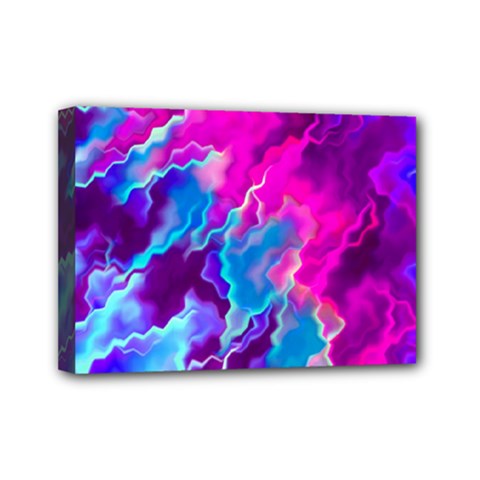 Stormy Pink Purple Teal Artwork Mini Canvas 7  X 5 