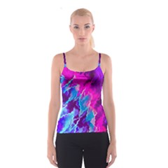 Stormy Pink Purple Teal Artwork Spaghetti Strap Tops