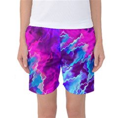 Stormy Pink Purple Teal Artwork Women s Basketball Shorts by KirstenStar