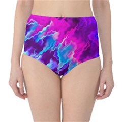 Stormy Pink Purple Teal Artwork High-waist Bikini Bottoms by KirstenStar