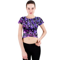  Blue Purple Glass Crew Neck Crop Top by KirstenStarFashion