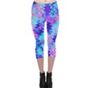 Blue and Purple Marble Waves Capri Leggings View1