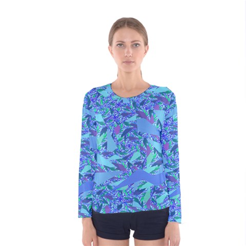 Blue Confetti Storm Women s Long Sleeve T-shirt by KirstenStarFashion