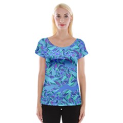 Blue Confetti Storm Women s Cap Sleeve Top