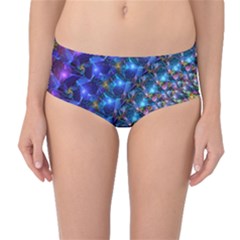 Blue Sunrise Fractal Mid-waist Bikini Bottoms