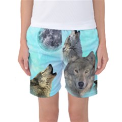 Wolves Shiney Grim Moon 3000 Women s Basketball Shorts by ratherkool