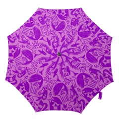 Purple Skull Sketches Hook Handle Umbrellas (large)