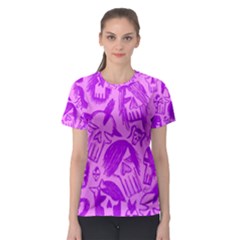 Purple Skull Sketches Women s Sport Mesh Tees