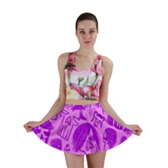 Purple Skull Sketches Mini Skirts