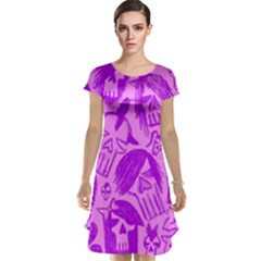 Purple Skull Sketches Cap Sleeve Nightdresses